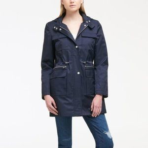 🧡 DKNY Solid Hooded Zip Front Anorak Jacket Navy Blue